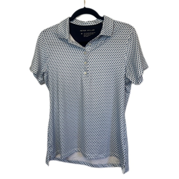 Peter Millar Crown Sport Button Polo Blue Pattern Size Medium - Picture 1 of 6